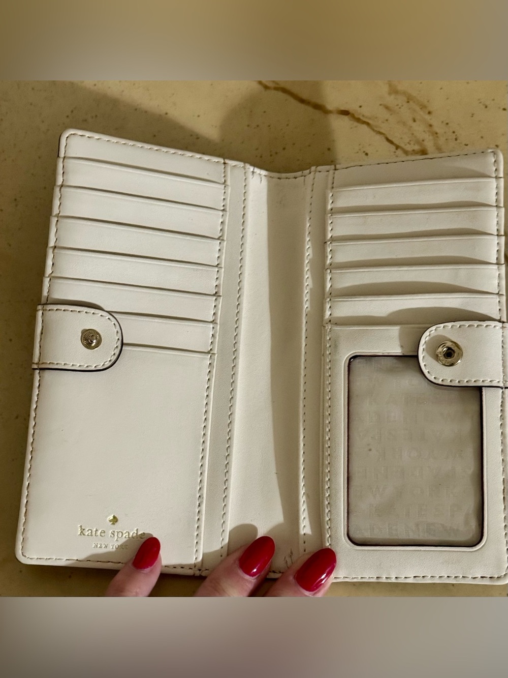 Kate Spade New York Burgundy and Cream Leather Wallet - Picture 3 of 8